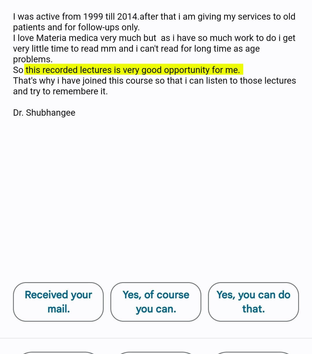 WhatsApp learner feedback 30