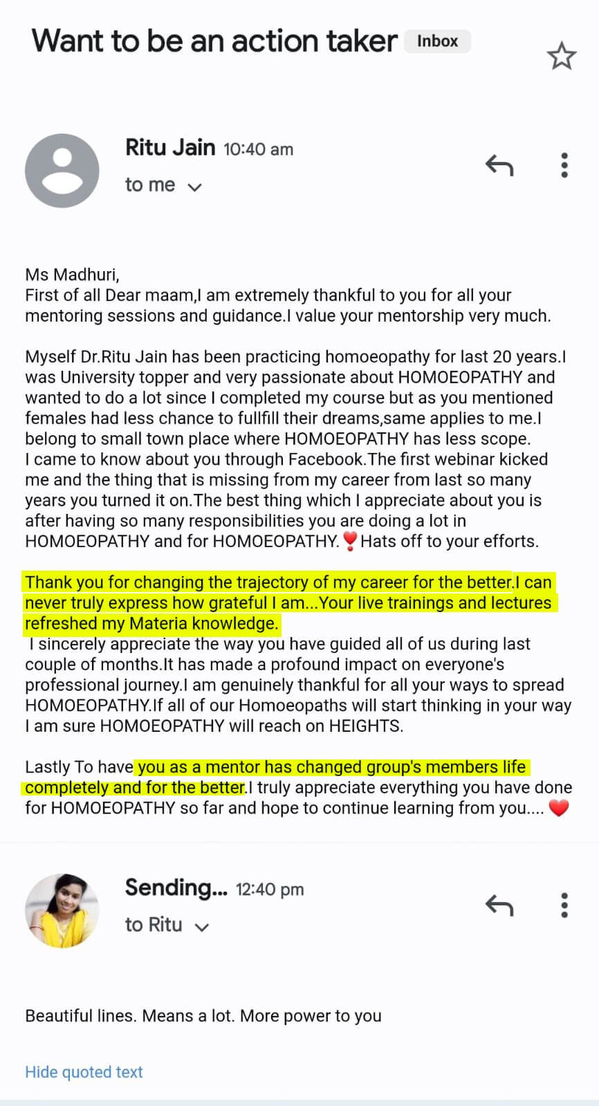 WhatsApp learner feedback 5