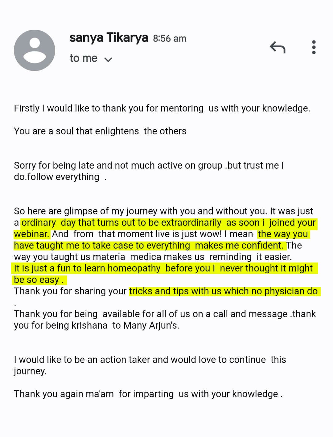 WhatsApp learner feedback 12