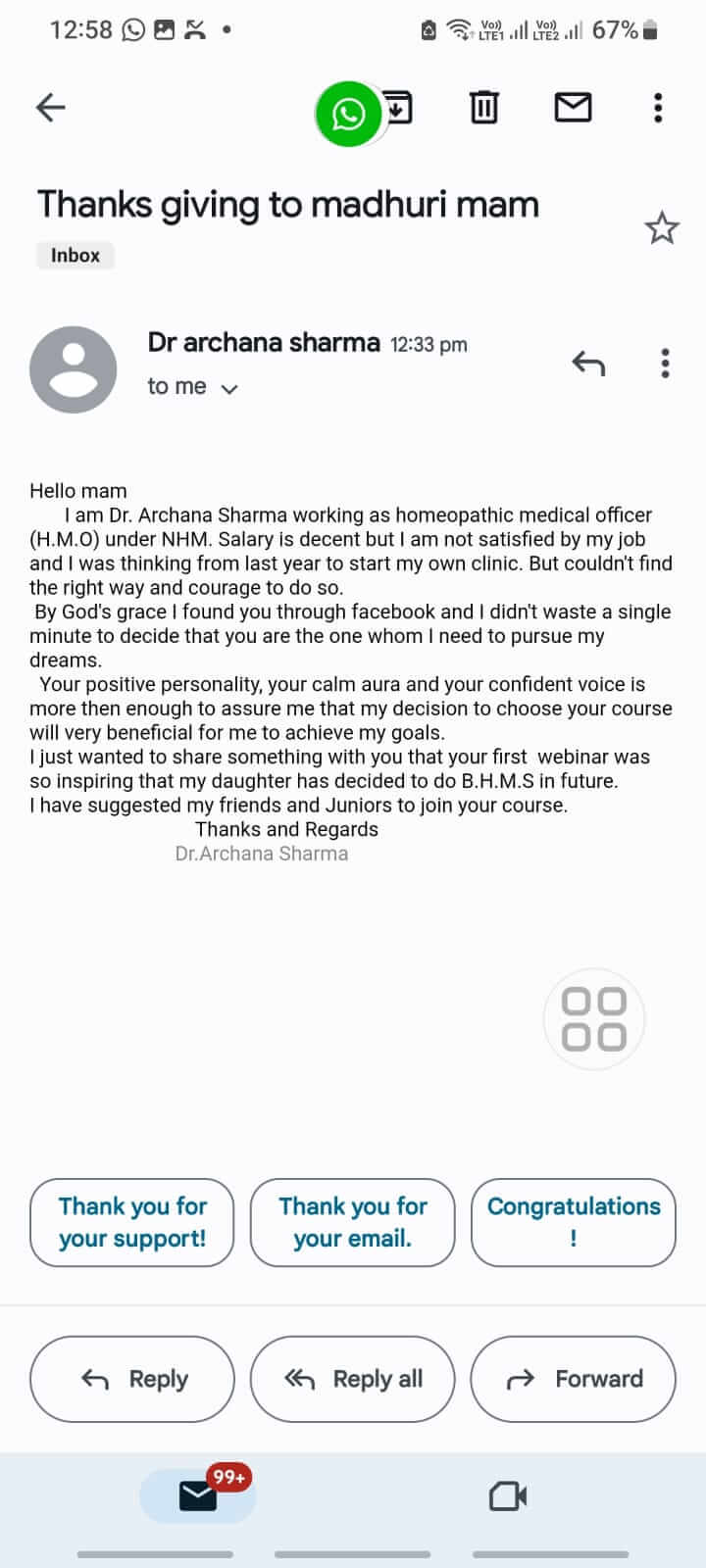 WhatsApp learner feedback 26