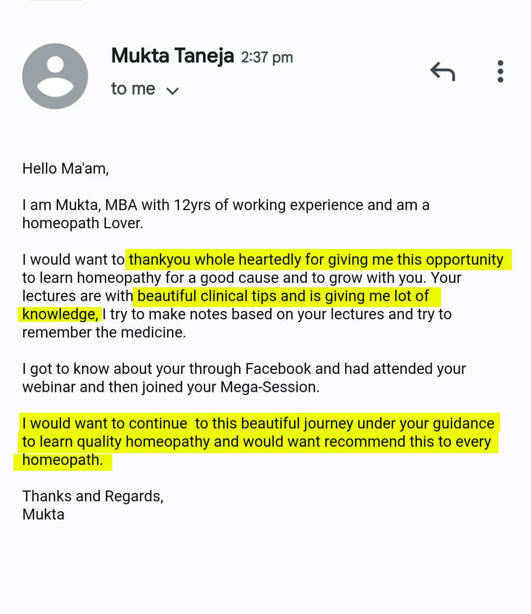 WhatsApp learner feedback 11