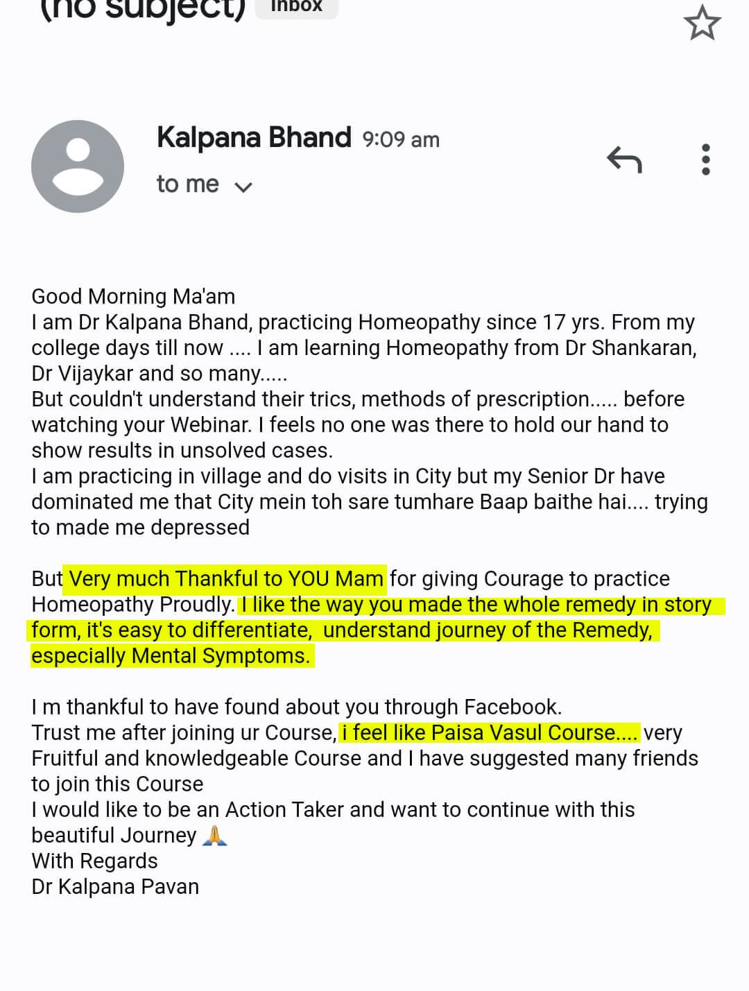WhatsApp learner feedback 8