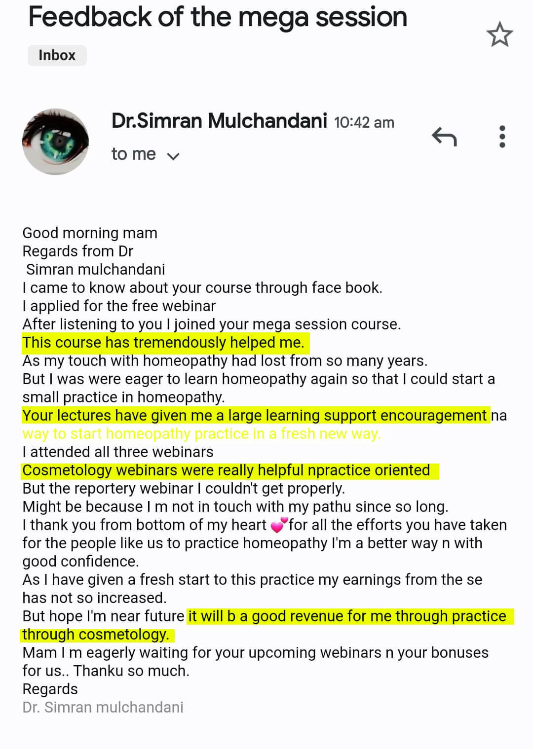 WhatsApp learner feedback 2