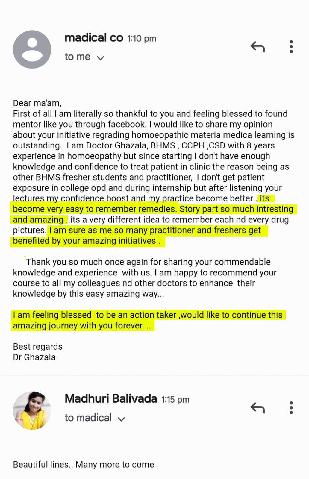 WhatsApp learner feedback 1